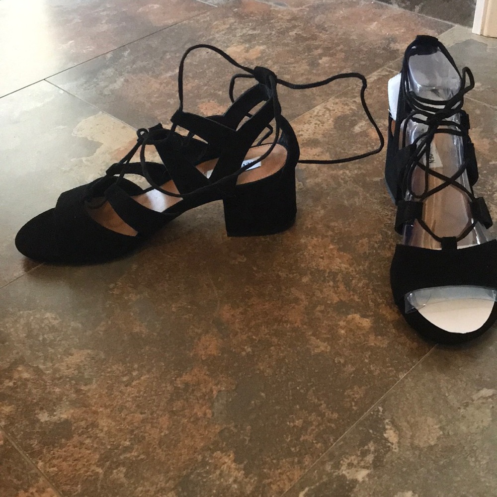 Steve Madden lace up black suede sandals